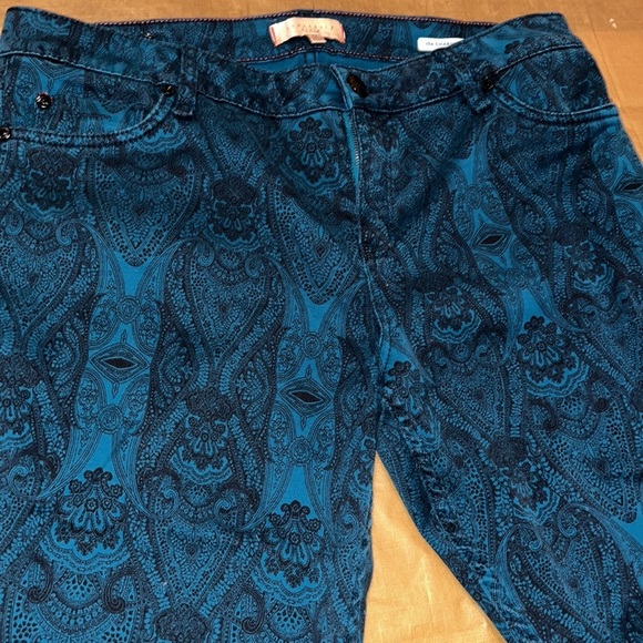 Sanctuary size 32 The Charmer aqua green paisley print jeans true to size - Picture 6 of 16